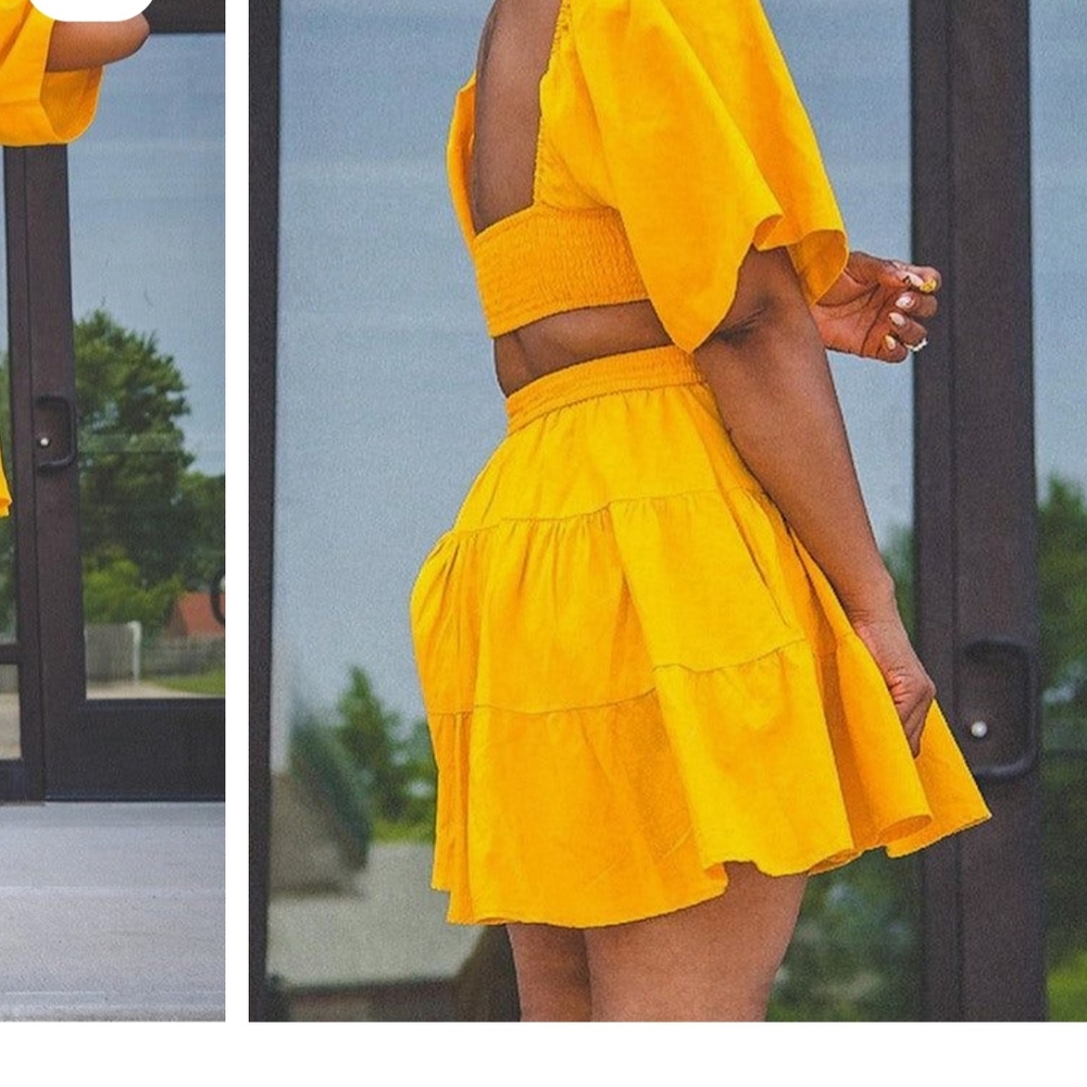 Yellow Tiered Mini Skirt for Casual Resort Wear